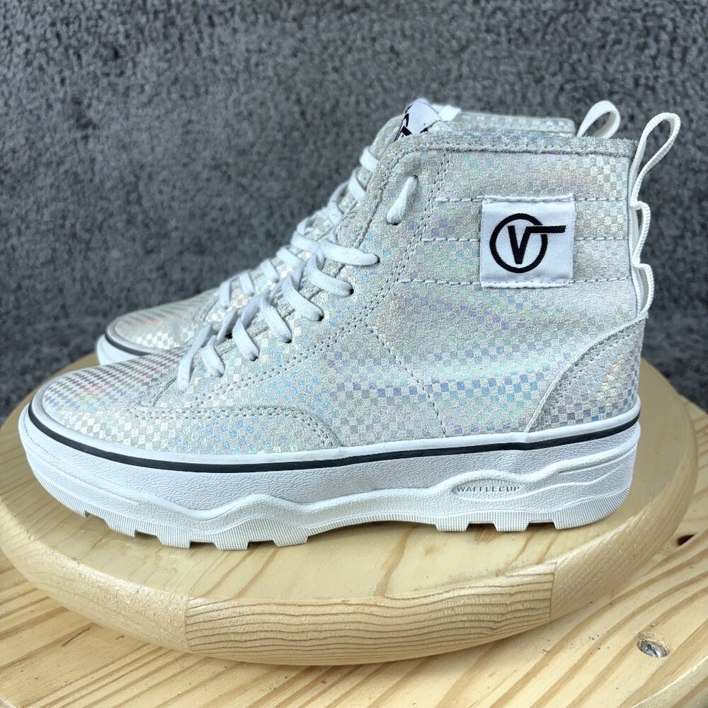 Vans Sentry Waffle Cup Sneakers Metallic Holographic Checker Shoe